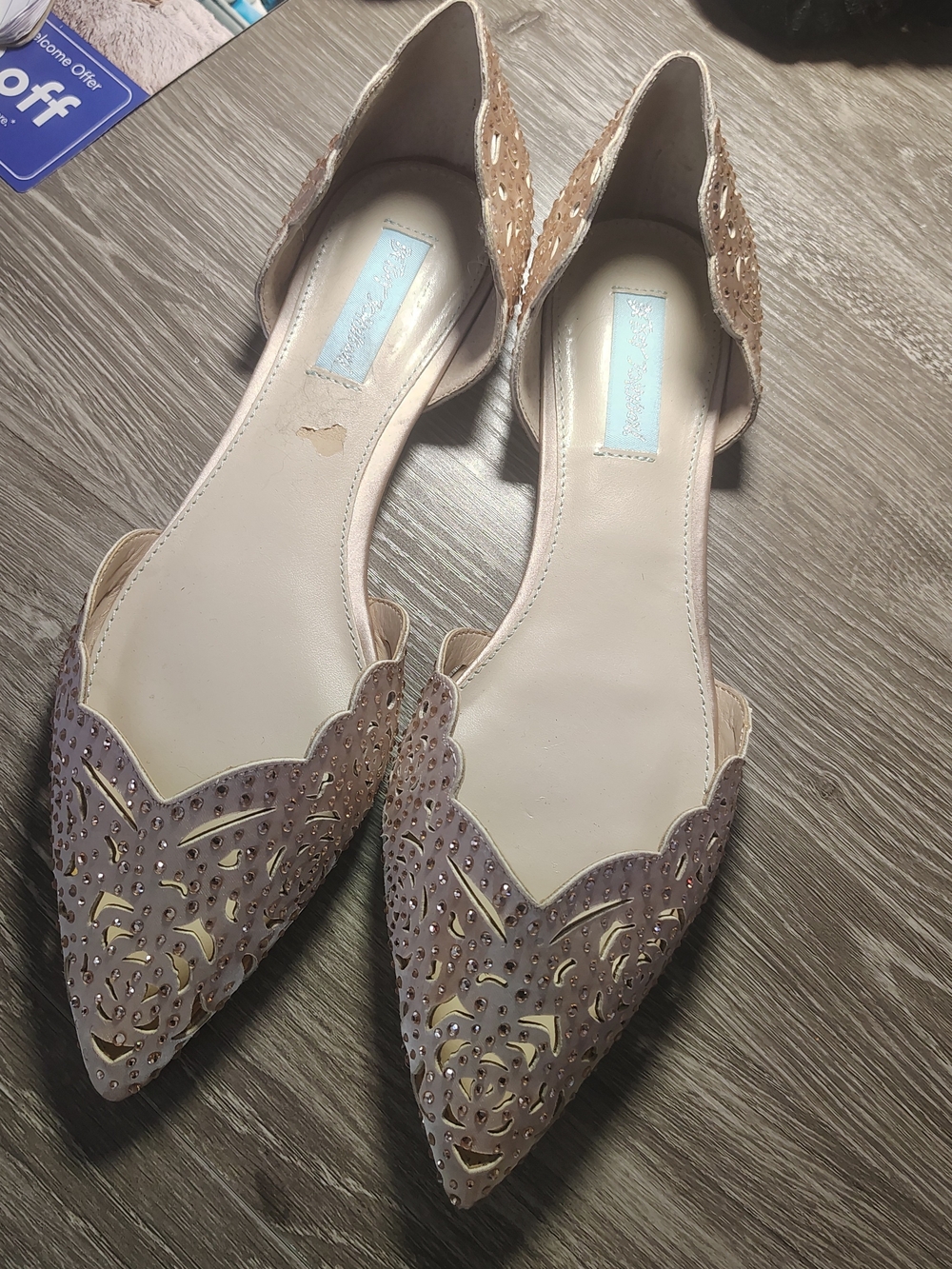 Betsey Johnson Nude Pink Scalloped Laser-Cut D'Orsay Flats
